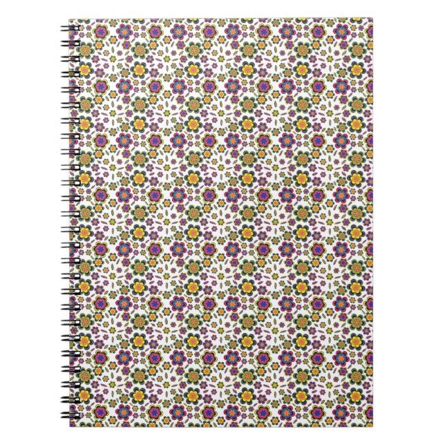Paisley Flower Pattern Background Design Notebook (Front)