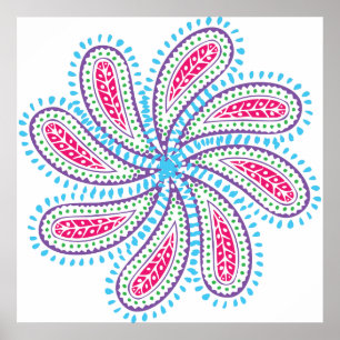 Paisley Flower Poster