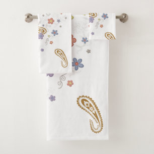 Paisley Flowers Floral Bathroom Towel Sets