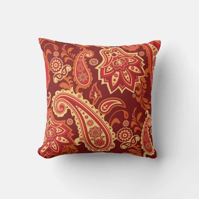 Paisley, flowers: ornamental seamless pattern cushion (Front)