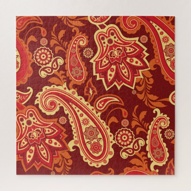 Paisley, flowers: ornamental seamless pattern jigsaw puzzle (Vertical)