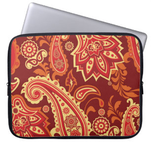 Paisley, flowers: ornamental seamless pattern laptop sleeve