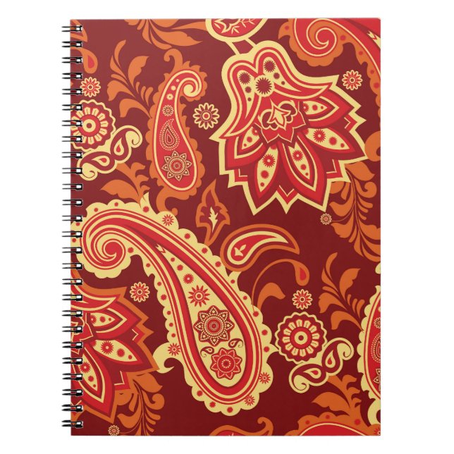 Paisley, flowers: ornamental seamless pattern notebook (Front)