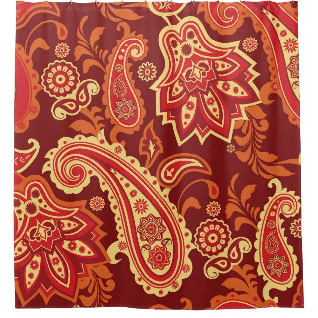 Paisley, flowers: ornamental seamless pattern shower curtain (Front)