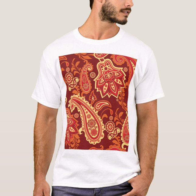 Paisley, flowers: ornamental seamless pattern T-Shirt (Front)