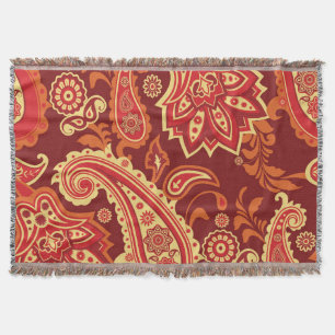 Paisley, flowers: ornamental seamless pattern throw blanket