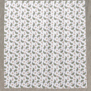 Paisley Flowers Polka Dots Green Pink Purple Shower Curtain