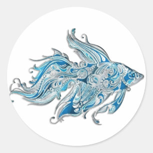 Paisley Flowing Fish Classic Round Sticker