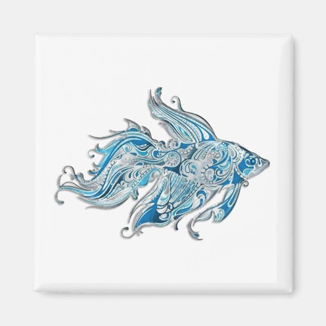 Paisley Flowing Fish Magnet (Front)