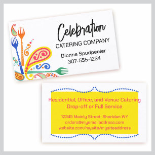 paisley forks party chef cooking class catering business card