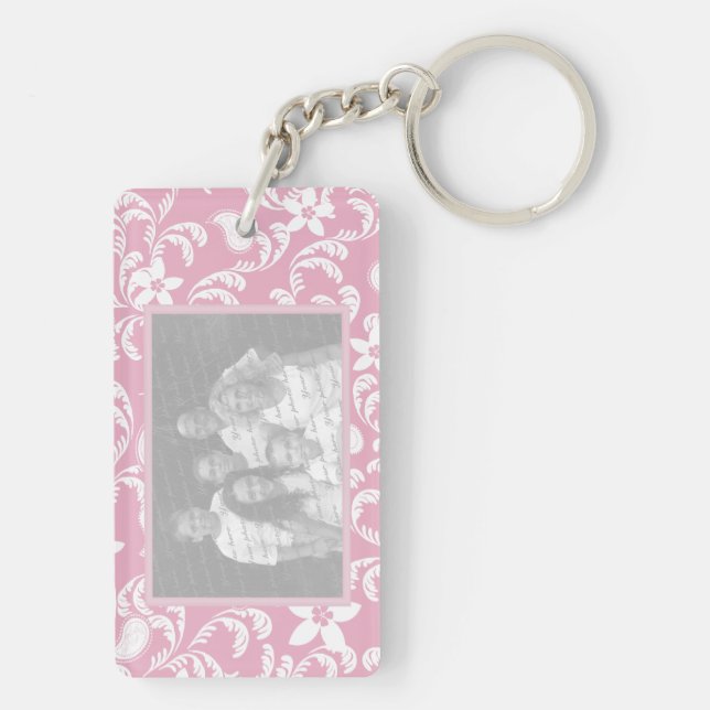 Paisley Garden Pink Photo Frame Key Ring (Back)
