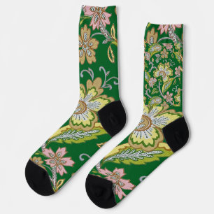 Paisley Garden Stylised Floral Embroidery Socks