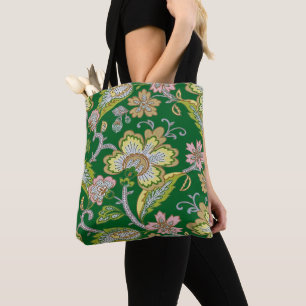 Paisley Garden Stylised Floral Embroidery Tote Bag