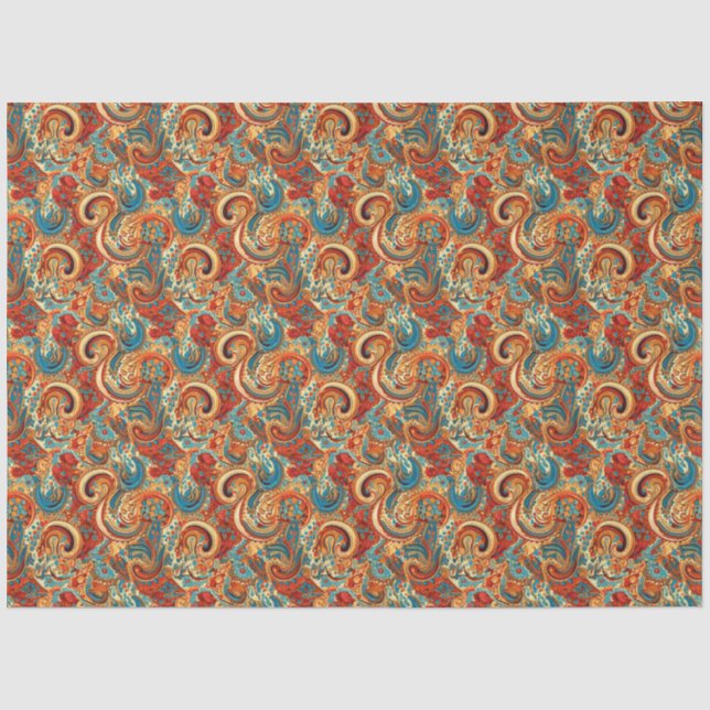 Paisley Golden Flower Abstract Pattern 10 Tissue Paper (Front)