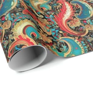 Paisley Golden Flower Abstract Pattern 8 Wrapping Paper
