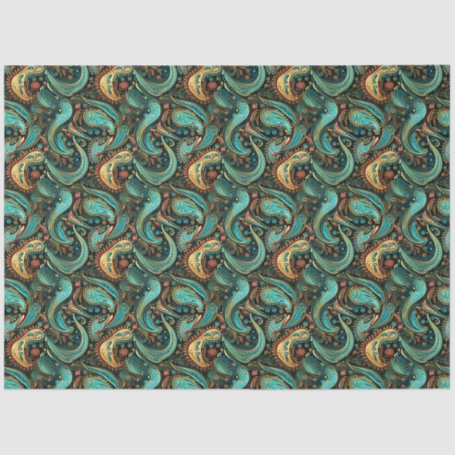 Paisley Golden Flower Abstract Pattern 9 Tissue Paper (Front)
