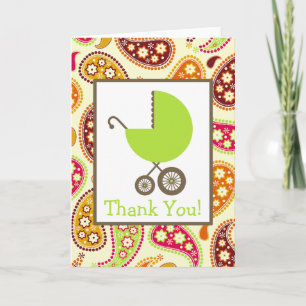 Paisley & Green Carriage Baby Shower Thank You Card