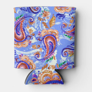Paisley Handcraft: Watercolor Asian Background Can Cooler