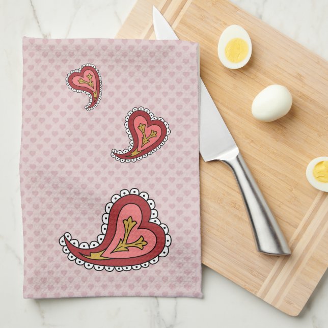 Paisley Heart Hand Towel (Quarter Fold)