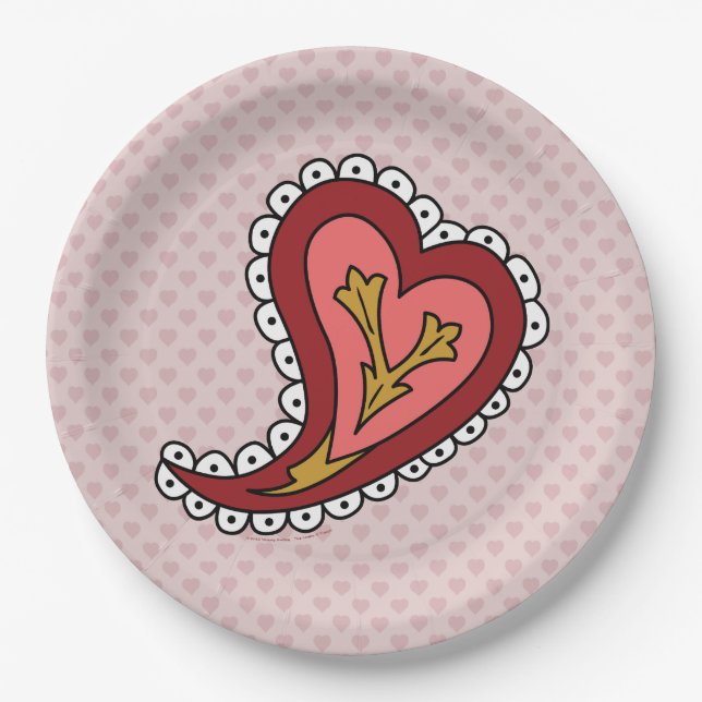 Paisley Heart Paper Plate (Front)