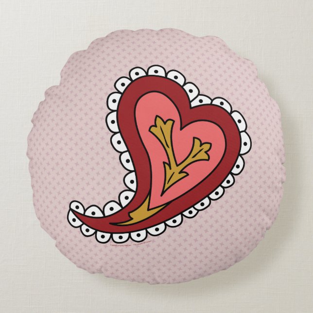 Paisley Heart Round Pillow (Front)