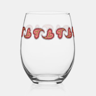 Paisley Heart Stemless Wine Glass