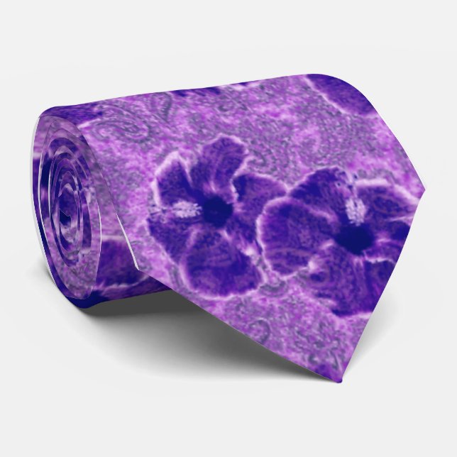 Paisley Hibiscus Retro Single-side Printed Tie (Rolled)