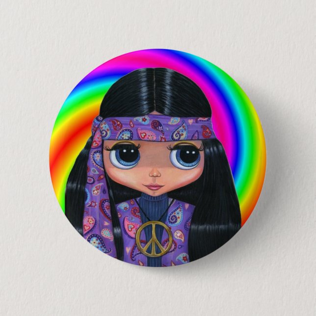 Paisley Hippie Doll Swirl Button (Front)