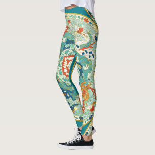 Paisley Horse Green Orange Blue Pattern Leggings