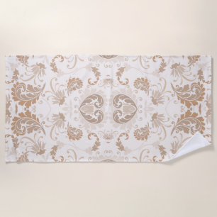 Paisley in Beige Aesthetic Modern Tan Brown Beach Towel