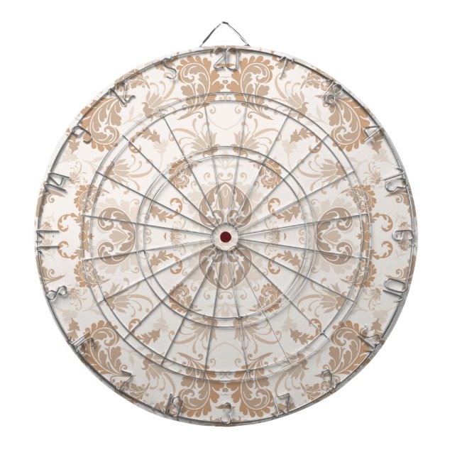 Paisley in Beige Aesthetic Modern Tan Brown Dartboard (Front)