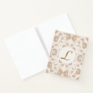 Paisley in Beige Aesthetic Modern Tan Brown Init. Notebook