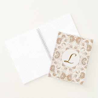 Paisley in Beige Aesthetic Modern Tan Brown Init. Notebook