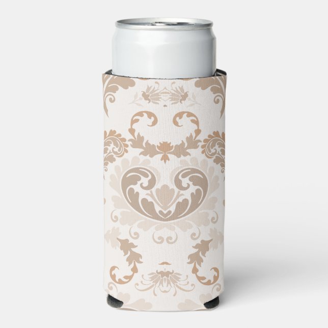 Paisley in Beige Aesthetic Modern Tan Brown Seltzer Can Cooler (Seltzer Front)
