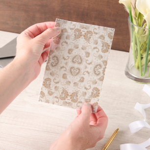 Paisley in Beige Aesthetic Modern Tan Brown Vellum Invitations