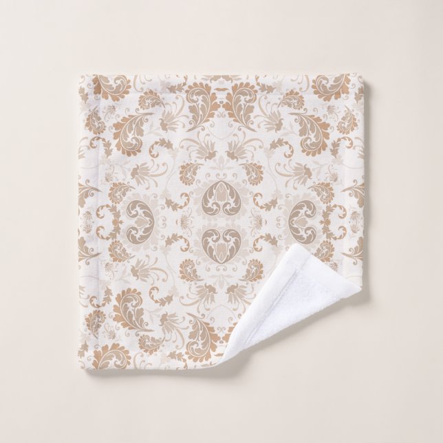Paisley in Beige Aesthetic Modern Tan Brown Wash Cloth (Wash Cloth)