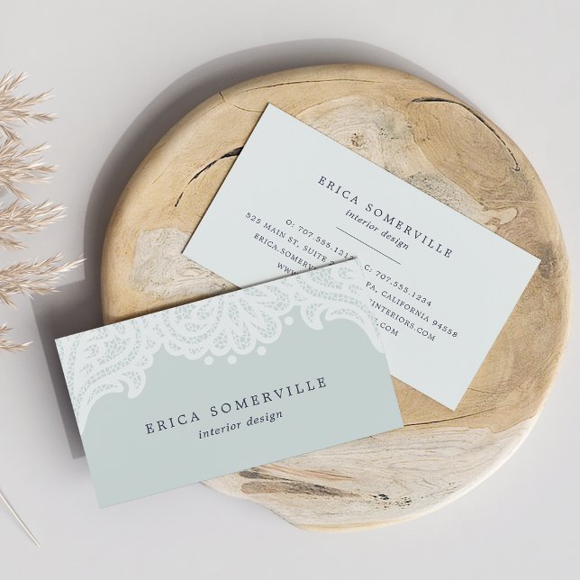 Paisley Lace Business Cards | Iced Aqua (Creator Uploaded)