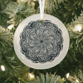 Paisley Lace Mandala Glass Tree Decoration