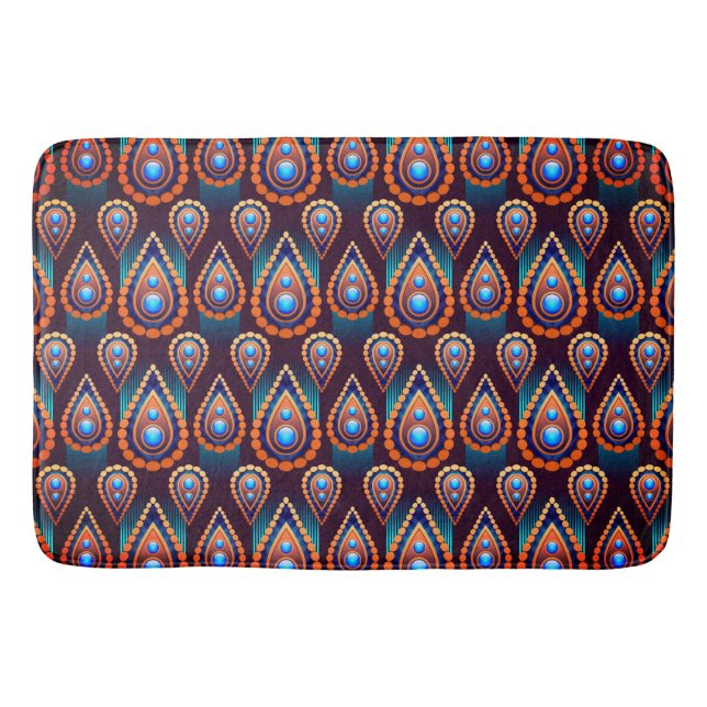 Paisley Like Colourful Jewel Pattern Bath Mat (Front)