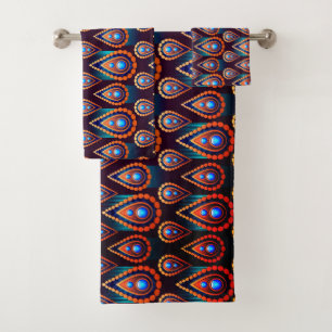 Paisley Like Colourful Jewel Pattern Bath Towel Set