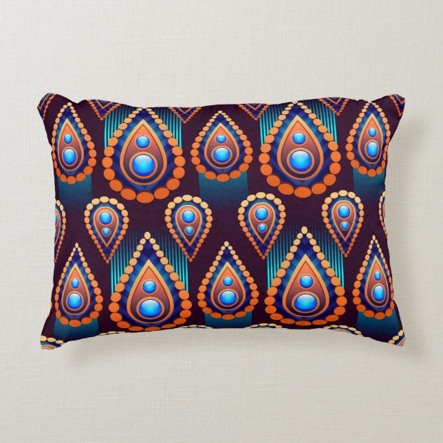 Paisley Like Colourful Jewel Pattern Decorative Cushion (Front)