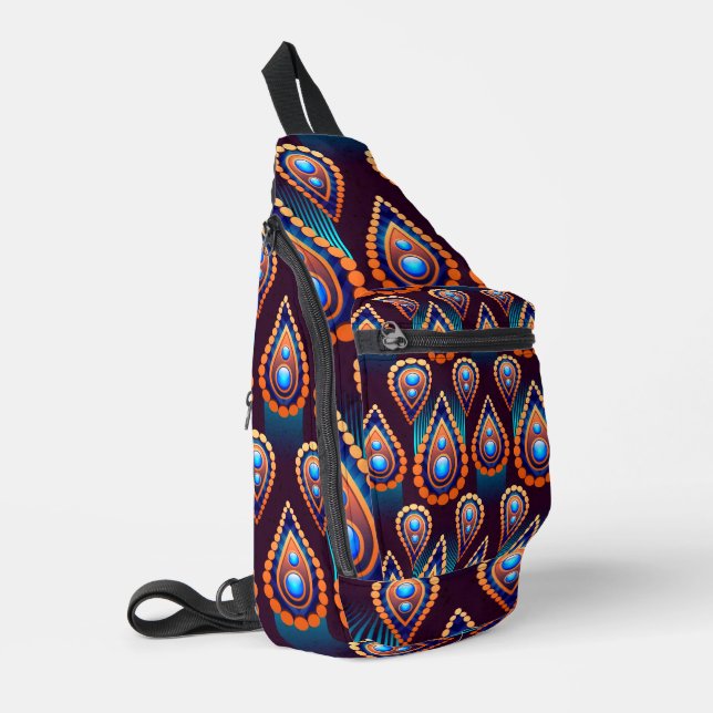 Paisley Like Colourful Jewel Pattern Sling Bag (Left Corner)