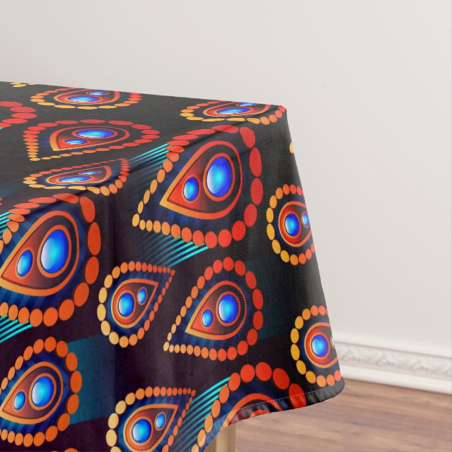 Paisley Like Colourful Jewel Pattern Tablecloth (In Situ)