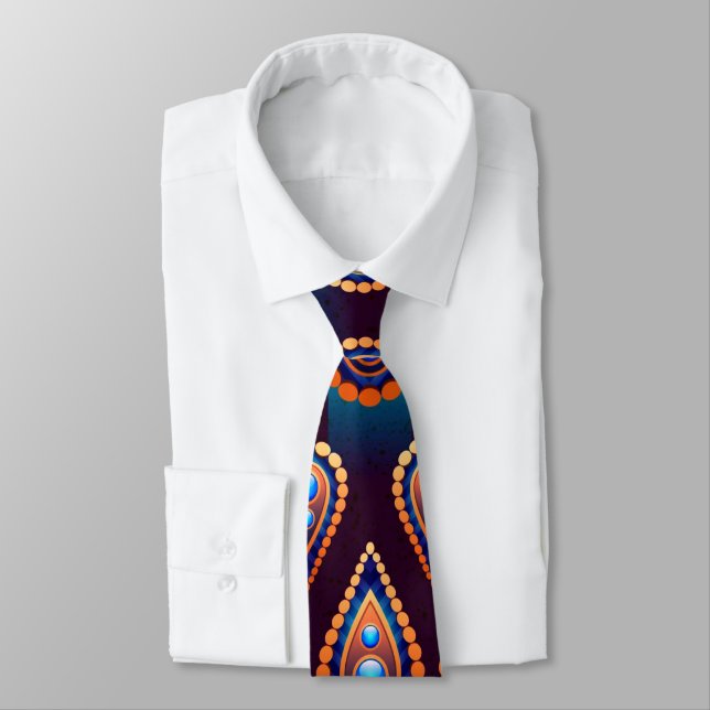 Paisley Like Colourful Jewel Pattern Tie (Tied)