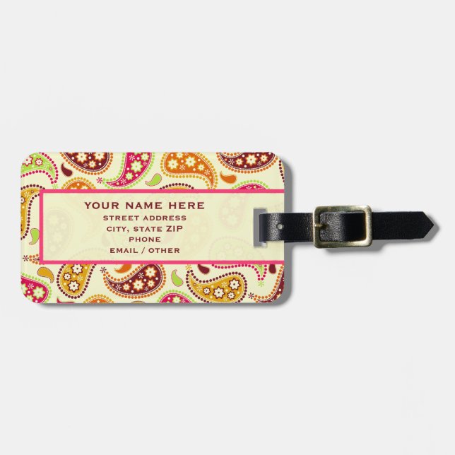 Paisley Luggage Tag (Front Horizontal)