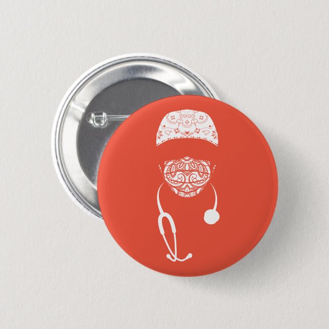 paisley med mask button (Front & Back)