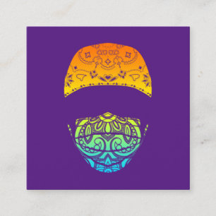 paisley med mask square business card