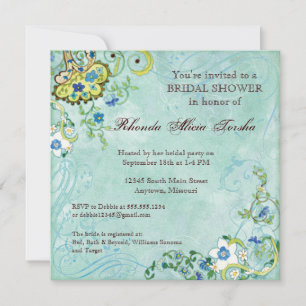 Paisley Modern Floral Flourish Swirl Wedding Invitation