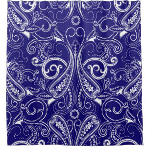 Paisley monochrome: blue, white elegance. shower curtain