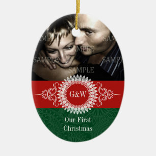 Paisley Monogram First Christmas Ornament